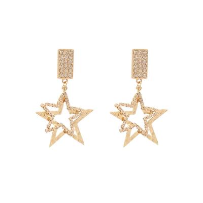 China 2021 Luxurious Women's S925 Office/Career Stiletto Star Rhinestone Star Pentagon Stud Earrings Silver Fashionable Eardrop Stud Earrings for sale