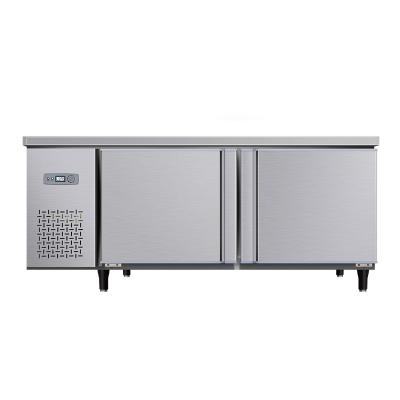 China Double-temperature kitchen 2 doors commercial freezer /work table fridge cooler refrigerator for sale