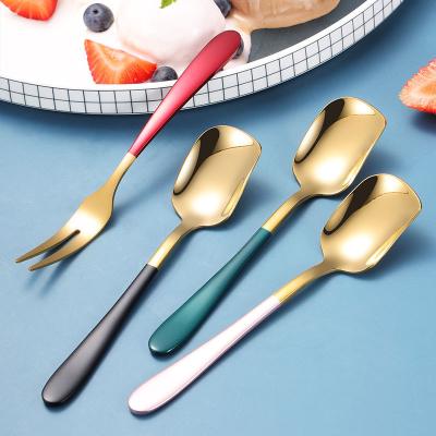 China Sustainable Hot Sale 304 Stainless Steel Cutlery Gold Or Silver Black Portable Metal Flatware for sale