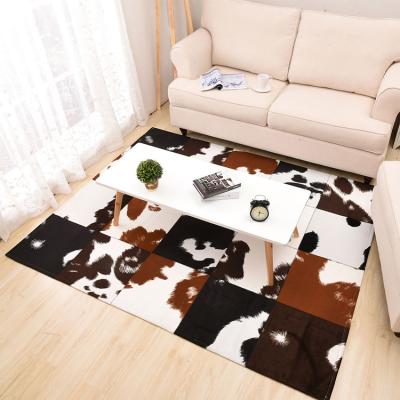 China European Style Simple Handmade Plaid Rug Cowhide Style Living Room Hearth Sofa Cushions / Customizable for sale