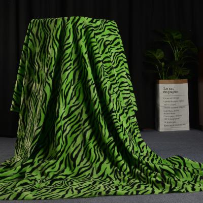 China Green And Black Plush Animal Faux Velboa Print Zebra Fur Fabric Polyester Spandex Anti-Static Cloth for sale