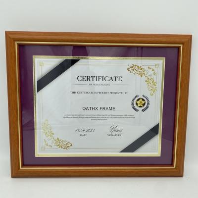 China Modern Gold Wood Open Photo Frame Certificate Diploma A4 Certification Frame for sale