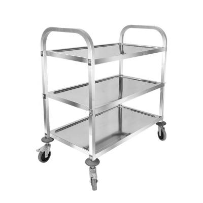 China 0.6-0.9mm Thickness SS Commercial Kitchen Utility Cart For Restaurant Food Drink Serving for sale