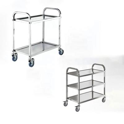 China Stainless Steel Commercial Catering Restaurant Trolley 2 Layers Food Serving Trolley for sale