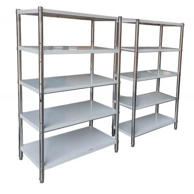 China OEM Four Layer Stainless Steel Kitchen Storage Shelf Rack For Warehouse Organization for sale