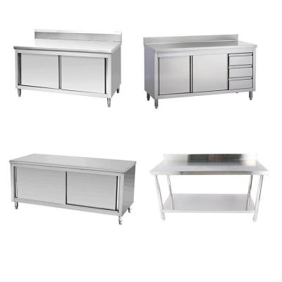 China Professional Stainless Steel Table Cabinet For Restaurant Buffet Kitchen Food Prep Work Bench 201/304 0.8/1.0/1.2/1.5mm for sale