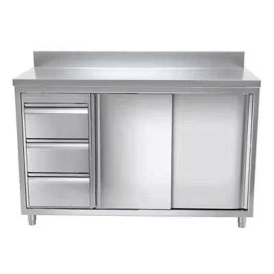 China Steel Commercial Kitchen Storage Cabinets Catering Work Bench With 3 Drawers NSF Approved for sale