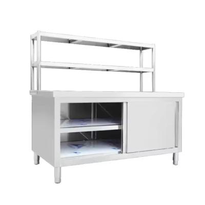 China Commercial Kitchen 201 304 Stainless Steel Prep Table With Shelves And Drawers 150x60x80cm for sale