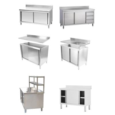 China Customizable Size Kitchen Detachable Stainless Steel Worktables With Cabinets And Sinks for sale