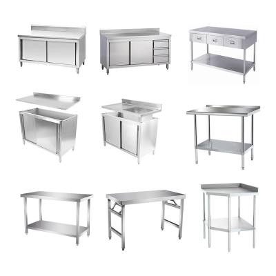 China OEM ODM Modular Kitchen Steel Cabinets Stainless Steel Work Prep Table With Sliding Doors for sale