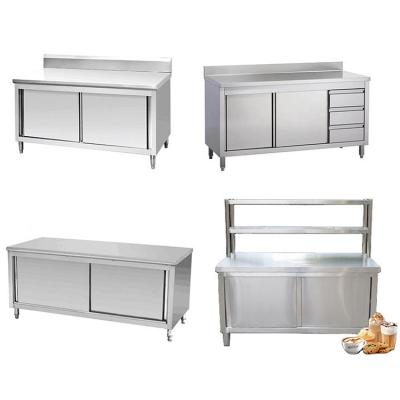 China 201 304 Steel Commercial Kitchen Storage Cabinets Workbench Easily Assembled for Hotel Hospital for sale