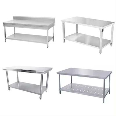 China Double Layer Commercial Kitchen 304 Stainless Steel Bench With Backsplash Customized Size for sale