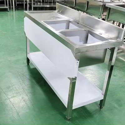 Cina OEM Cubo quadrato Acciaio inossidabile lavandino da cucina commerciale con sotto scaffale dimensioni personalizzate in vendita