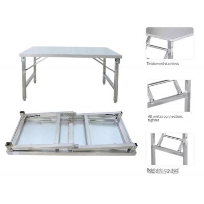 China Folding SUS 201 304 Stainless Steel Kitchen Table Buffet Food Prep Table Customized Logo for sale