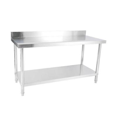 China 2 Layer 201 304 Stainless Kitchen Work Table Metal Prep Tables With Splashback for sale