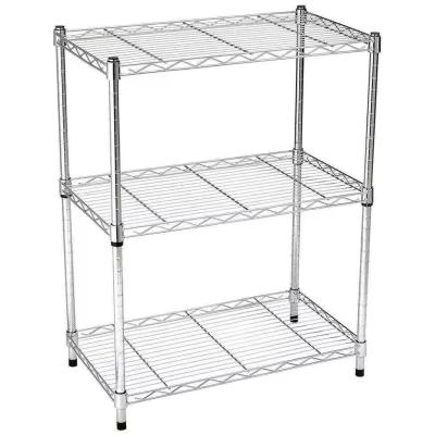 China NSF Certified 3 Tier Kitchen Chrome Wire Mesh Shelving Display Rack for Household Storage and Organization for sale