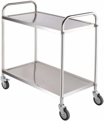 China OEM Stainless Steel Kitchen Serving Trolley , Restaurant Mobile Dish Cart 75x40x85cm for sale