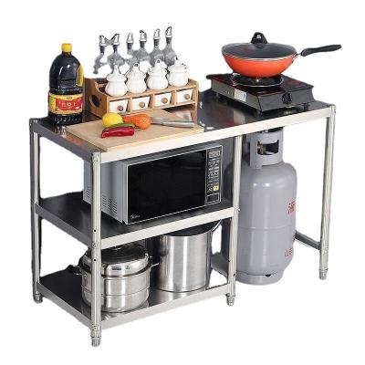 China Kitchenware Storage Stainless Steel Shelf Rack 3 Layer Gas Stove Bench Multi Functional for sale