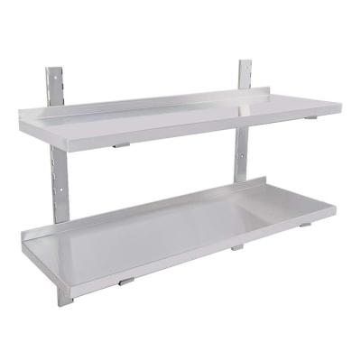 China Aanpassing van roestvrij staal keukenplank Rack Wandhangend 2 Tier 120x35x60cm Voor organisatie Te koop