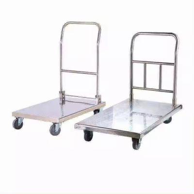 China Silent 4 Wheels Stainless Steel Trolley Flatbed Cart Push Pull Customized Size for sale