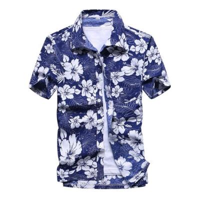 China Custom Men's Butten Anti-Pilling Hawaiian T-Shirts Down Visitors Digital Printing Hawaiian Shirt For Men for sale