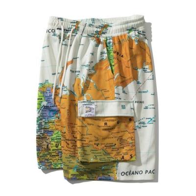 China Anti-Wrinkle OEM Customized Drawstring Custom Hiqh Quality Dye Sublimation Print Mens Summer Shorts Trunks Tie Sweatshorts for sale