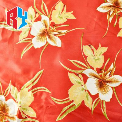 China Shrink-Resistant Soft Smooth Polyester Woven Satin Printed Factory Stock 75D*75D Dress Textile Fabric for sale