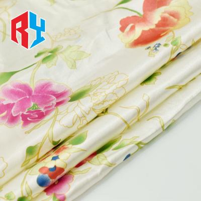 China Large Stock Wholesale Prices Shrink-Resistant Elegant Flower Printed Dress Satin Plain Weave Fabric for sale