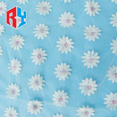 China Shrink-Resistant Stock Wholesale Flowers Design Net Woven Fabric Embroider To Wedding Headdress for sale