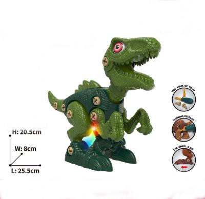 China Free wheel birthday gifts, disassemble dinosaur toys, STEM construction building kids with electric drill for sale