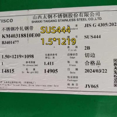 China 444 roestvrijstalen spoel SUS444 SS Strip DIN1.4512 koudgewalste spoel Breedte 100 mm 1219 mm Voor watervat Te koop