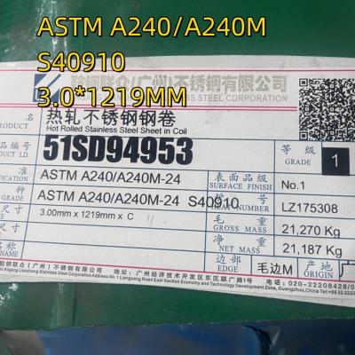 China ASTM A240 A240M Hot Rolled  Grade 409L   Stainless Steel  Plate 3mm Thickness Te koop