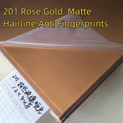 China AISI  201 304 Rose Gold Color Matte Hairline Anti Fingerprints Decorative Interior Decoration Stainless Steel Sheet for sale