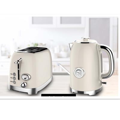 China Easy Operate And Retro Food Grade Unique Style Design Home Appliance Sets SS304 Stainless Steel Electric Kettle And Toaster Set (2pcs) for sale