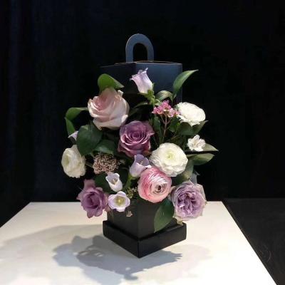 China Waterproof Gift Packaging Paper Box Decorating Black Lighthouse Florist Box 1 Pcs For Bouquet for sale