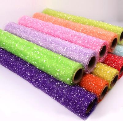 China Factory Direct Selling Recyled Gift Wrapping Paper Roll Snow Spot Mesh Flower Wrapping Mesh for sale