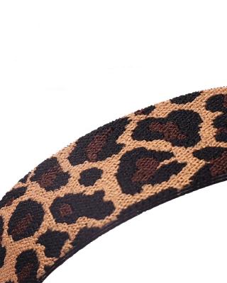 China Fashionable Leopard Print Buckle Strap Fabric Elastic Nylon Knitted Solo Watch Band For Apple Watch 6 for sale