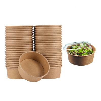 China High Quality Strong Recycled Kraft Materials Printing Paper Salad Custom Paper Bowl for sale