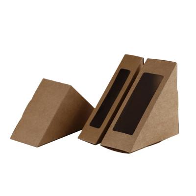 China High Quality Materials Cardboard Recycled Window Sandwich Triangle Takeout Box for sale