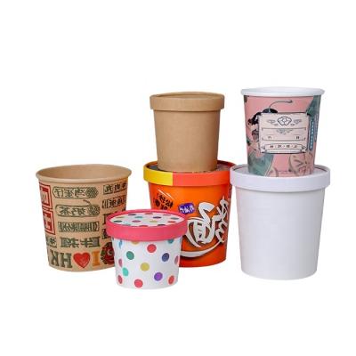 China Disposable Biodegradable Disposable Take Out Kraft Paper Salad Bowl With Paper Lids for sale