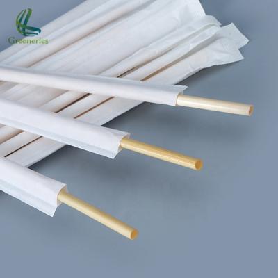 China New Disposable Natural Biodegradable Biodegradable Compostable Person Wrapped Wheat Paper Straws for sale