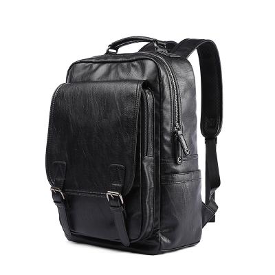 China Anti Theft Black Color For Man Bags Fashionable Boys Leather Backpack for sale