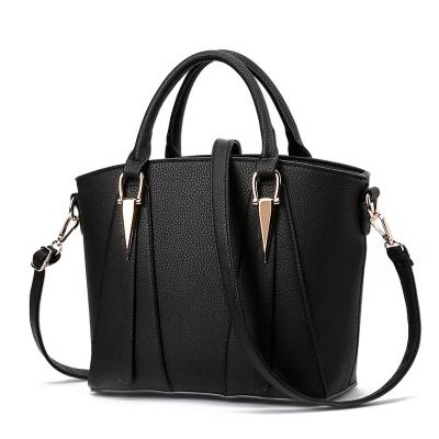 China Custom Fashion Six Colors Lychee Pattern Black PU Leather Handbag for sale