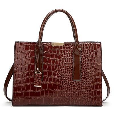 China Fashion 0802 Three Color OEM Wholesale Crocodile Handbag PU Leather With Custom Logo for sale