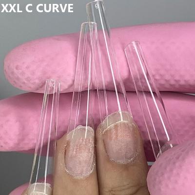 China Raceless 504pcs/Bag 3XL Coffin Nail Tips Long Free Shipping Nails Tips XXL Extra Long French False Clear No C Curve Square Nail Tips for sale