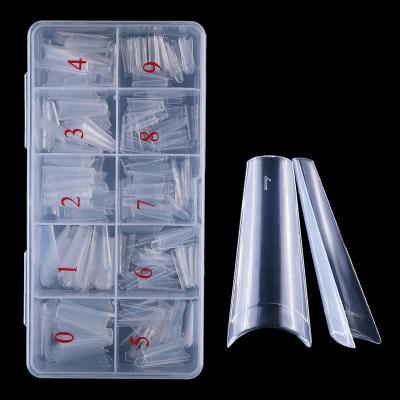 China Easy Wear 550pcs/box Packing No Curved C Shape Coffin Half-Cover Acrylic Short False Nail Art Tips for sale