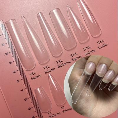 China 240Pcs Full Cover Clear Nail XXL Box French Long Coffin Tips Ballerina Natural Square ABS Coffin Nail Stiletto Tips for sale