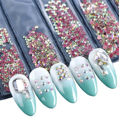 China 3d Nail Art DIY Decoration 1440pcs Mix Size SS 3 4 5 6 8 10 Clear White Glass Nail Rhinestones Round Rhinestones Flatback Nail Crystals Non Hotfix ab for sale