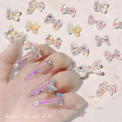 China Nail Art Wholesale Custom Brand Finger Art Charm 3d Butterfly Stickers For Women With Candy Colored Bow Nail Art Decorations for sale