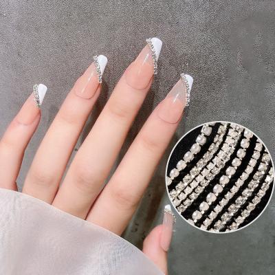 China 3d Nail Art DIY Decoration 25cm Pearl Claw Chain Nail Rhinestone 3D Metal AB Silver Diamond Pearl Chain Can Be Cut DIY Charm Nail Art Decorations Accessory for sale